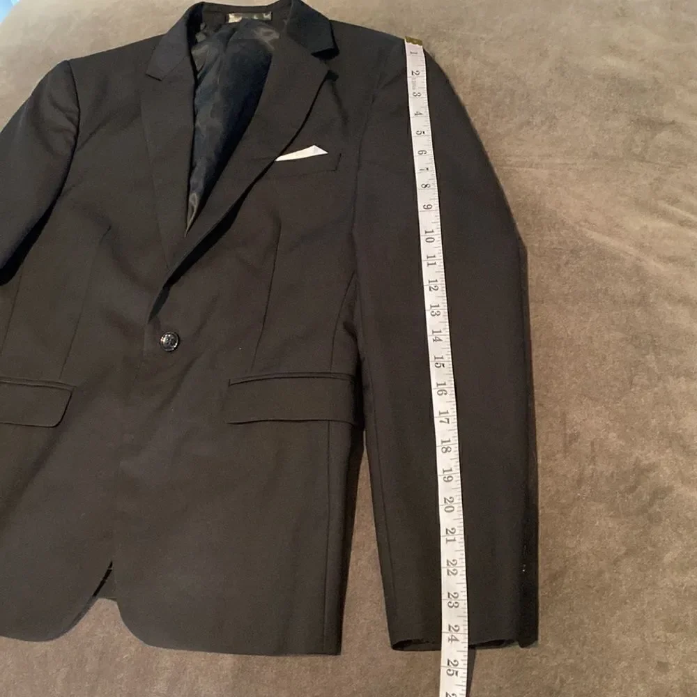 Men’s Black One Button Notched Lapel Suit Jacket Blazer Business Wedding Size 34